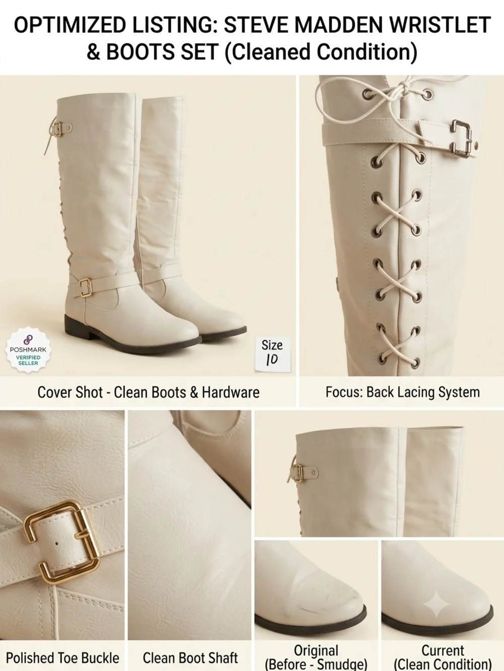 Steve Madden Cream Over-the-Knee Lace-Back Boots